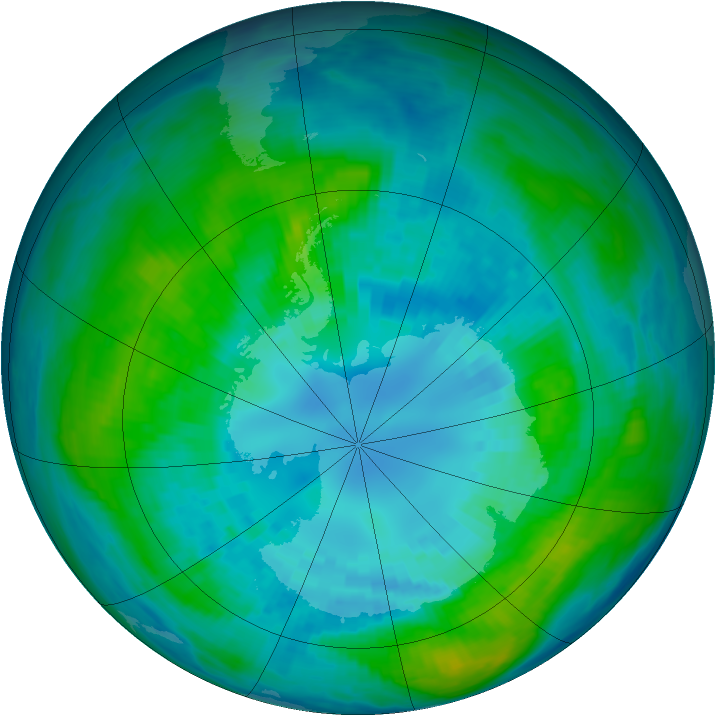 Antarctic ozone map for 10 April 1981